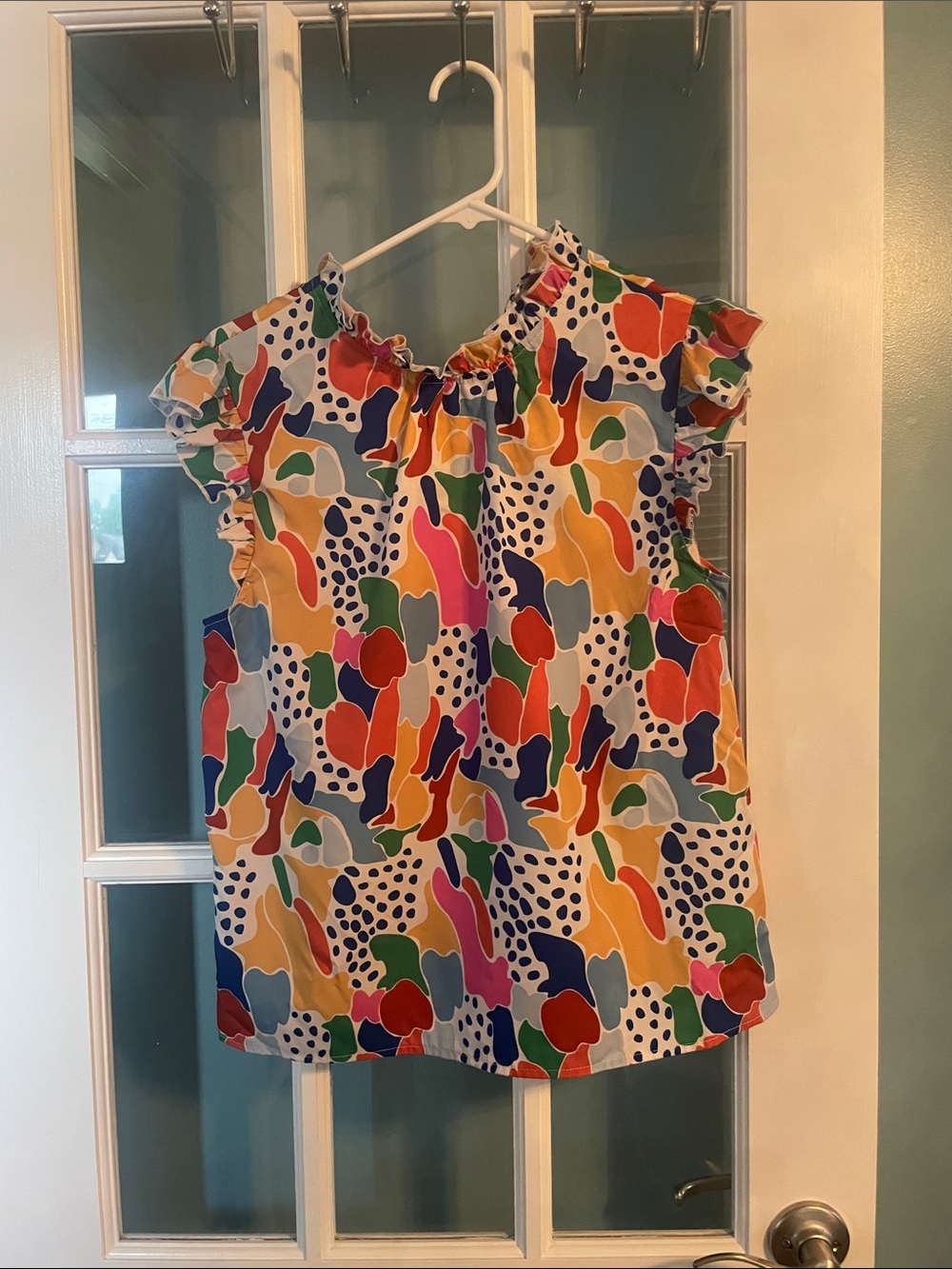 Women’s Multicolor Ruffled Cap-Sleeve Blouse
